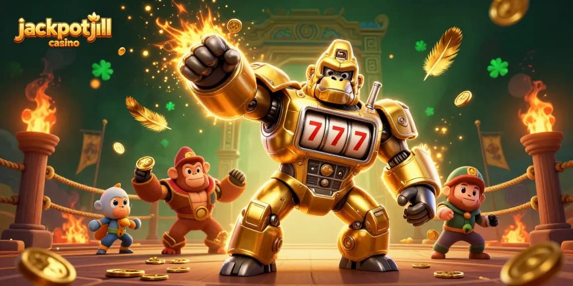 Win big at jackpotjill casino with an explosive 3D mech-themed gaming scene.