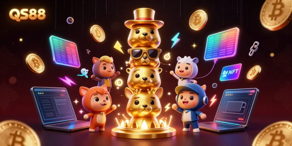 Experience vibrant gameplay with QS88's unique 3D casino elements and crypto features in this engaging scene.