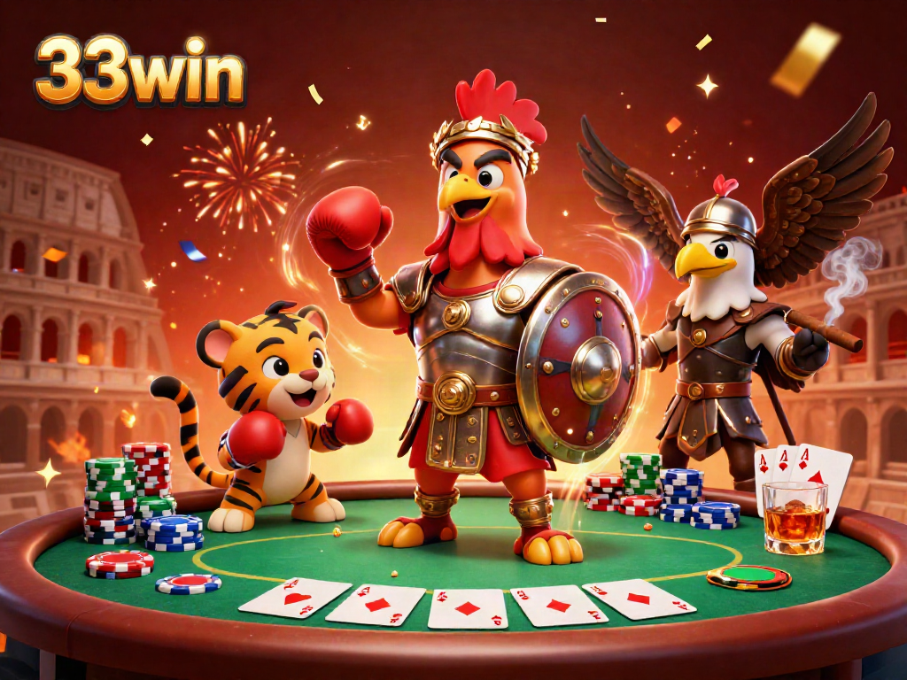 Engage with exciting casino elements depicted in the vivid 33win illustration.