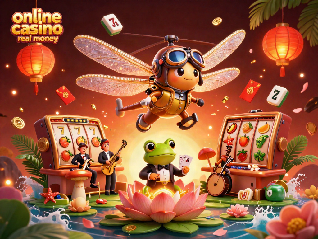 Experience excitement at an online casino real money with vibrant characters and engaging game elements in a lively 3D scene.