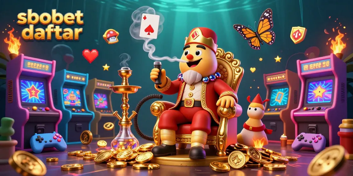 Experience sbobet daftar with a vibrant 3D illustration showcasing exciting casino elements and a cartoon caterpillar character.