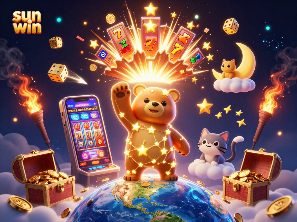 Engage with the sun win themed slot machine jackpot, surrounded by cosmic characters.