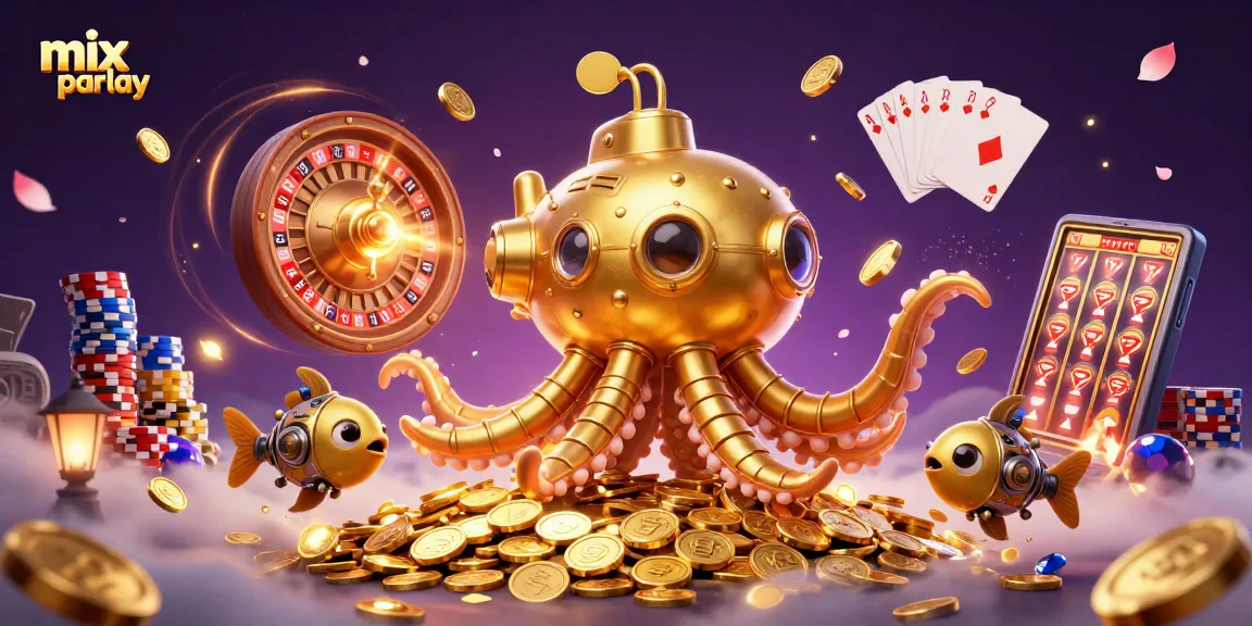 Experience the thrill of mix parlay betting with dynamic characters and gold coins in this rich casino scene.